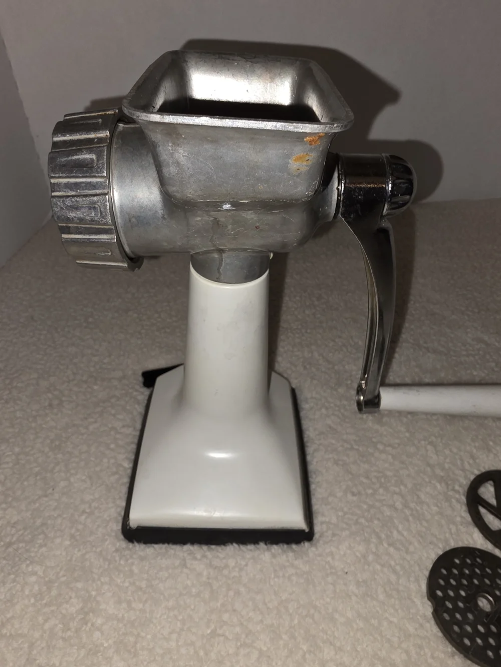 Rival White Manual Meat Grinder with Stainless Components
